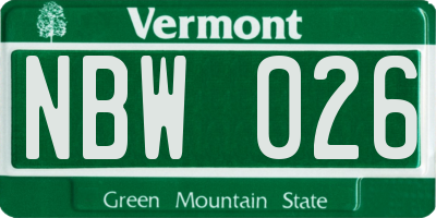 VT license plate NBW026