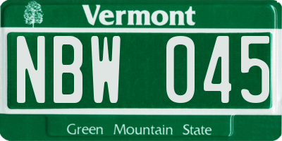 VT license plate NBW045