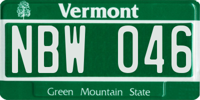 VT license plate NBW046