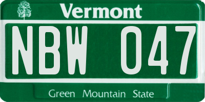 VT license plate NBW047
