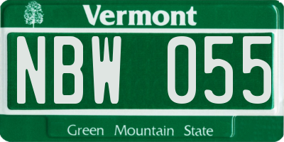 VT license plate NBW055