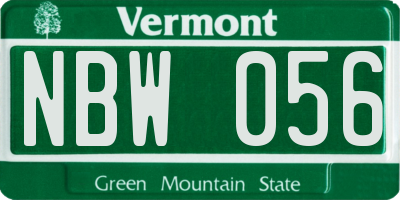VT license plate NBW056