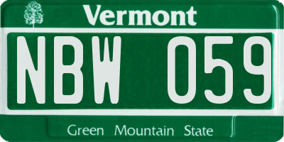 VT license plate NBW059