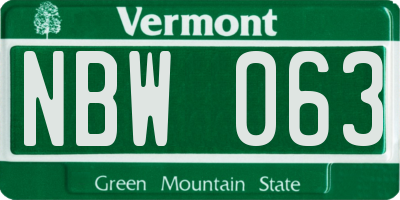 VT license plate NBW063