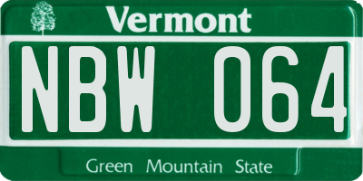 VT license plate NBW064