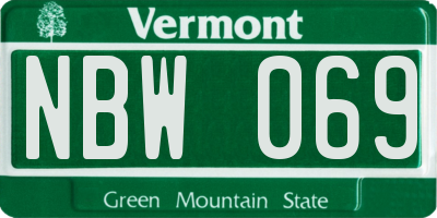 VT license plate NBW069