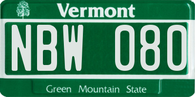 VT license plate NBW080