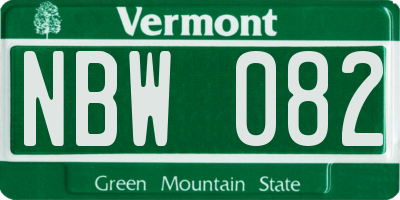 VT license plate NBW082
