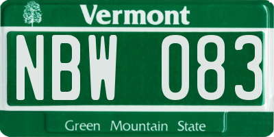 VT license plate NBW083