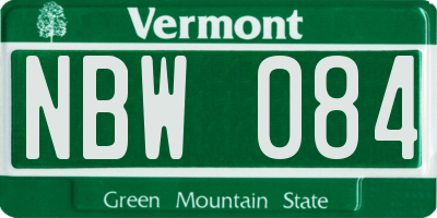 VT license plate NBW084
