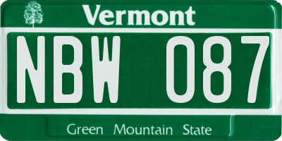 VT license plate NBW087