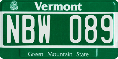 VT license plate NBW089