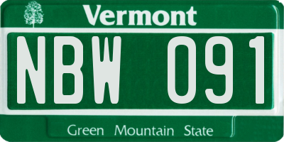 VT license plate NBW091