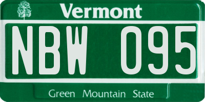 VT license plate NBW095