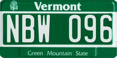 VT license plate NBW096