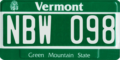 VT license plate NBW098