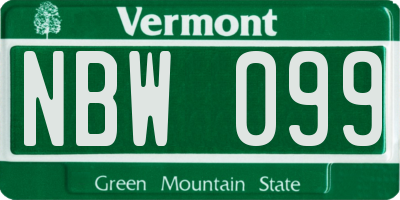 VT license plate NBW099