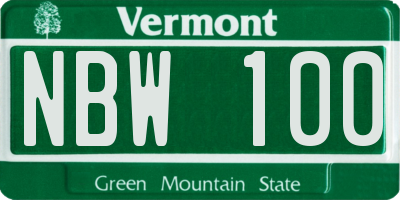 VT license plate NBW100