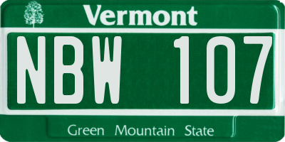 VT license plate NBW107