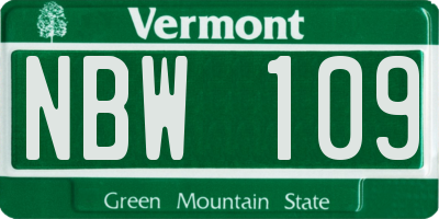 VT license plate NBW109