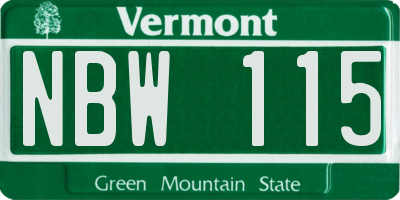 VT license plate NBW115