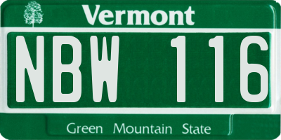 VT license plate NBW116
