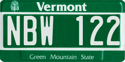 VT license plate NBW122