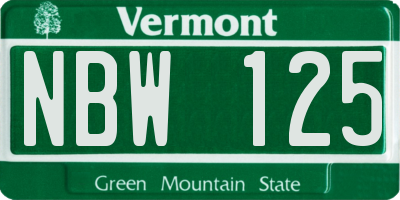 VT license plate NBW125