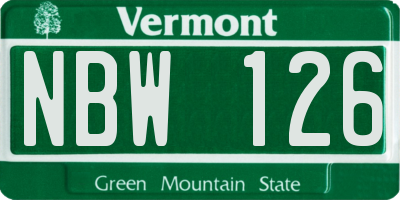 VT license plate NBW126