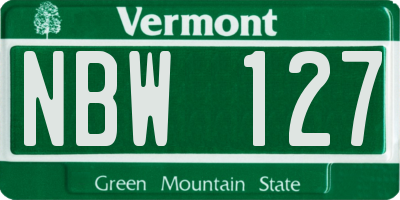 VT license plate NBW127