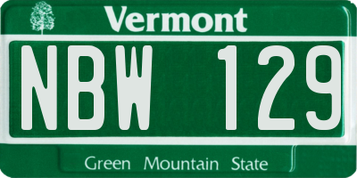 VT license plate NBW129