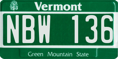 VT license plate NBW136