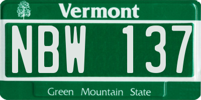 VT license plate NBW137