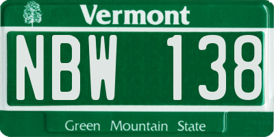 VT license plate NBW138