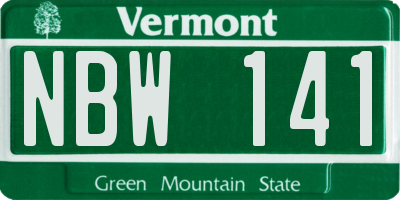 VT license plate NBW141