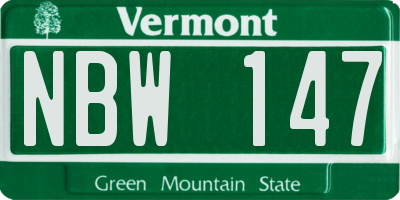 VT license plate NBW147