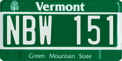 VT license plate NBW151