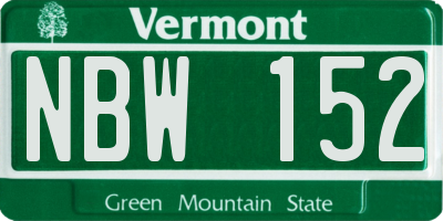 VT license plate NBW152