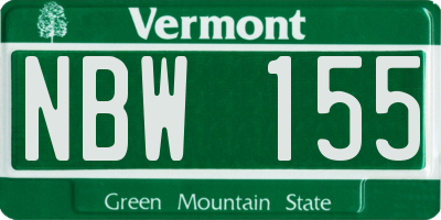 VT license plate NBW155