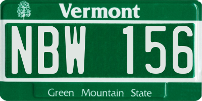 VT license plate NBW156