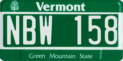 VT license plate NBW158