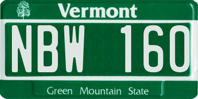 VT license plate NBW160