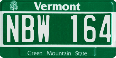 VT license plate NBW164