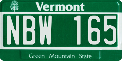 VT license plate NBW165