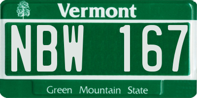 VT license plate NBW167