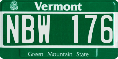 VT license plate NBW176