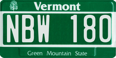 VT license plate NBW180