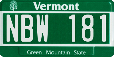 VT license plate NBW181