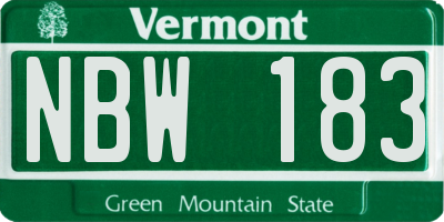 VT license plate NBW183