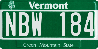 VT license plate NBW184